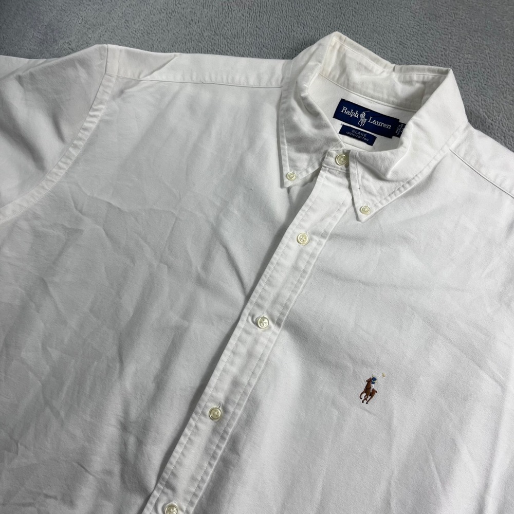 Ralph Lauren Blake Mens XL White Short Sleeve Cotton Oxford Button Down Shirt